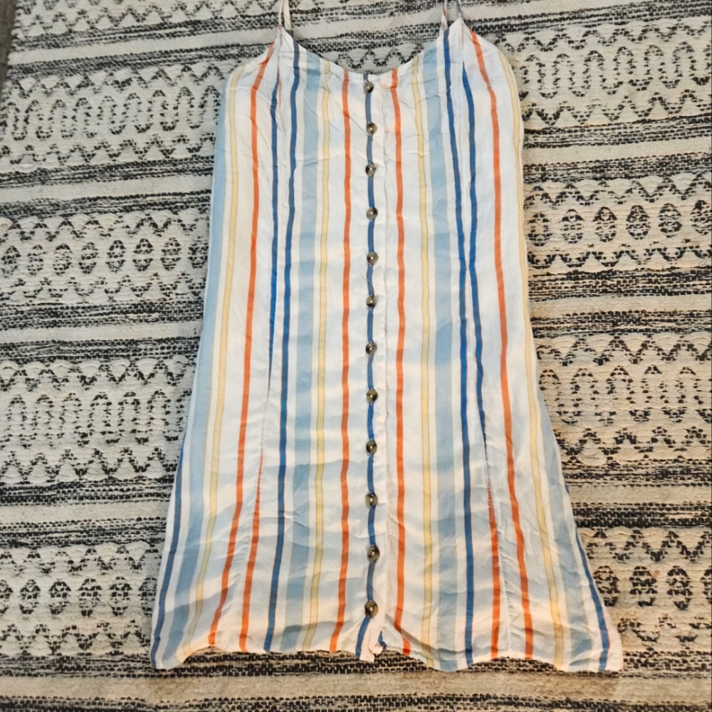 Roxy Cotton Striped Mini Dress Suz Small